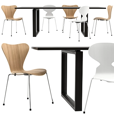 Contemporary Essay Table Set 3D model image 1 