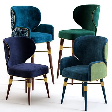 Elegant Louis Mid-Century Chairs 3D model image 1 