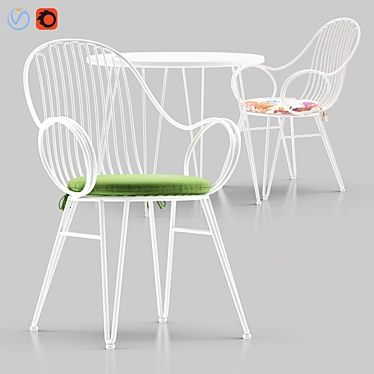 Sunbrella Scroll Outdoor Dining Set 3D model image 1 