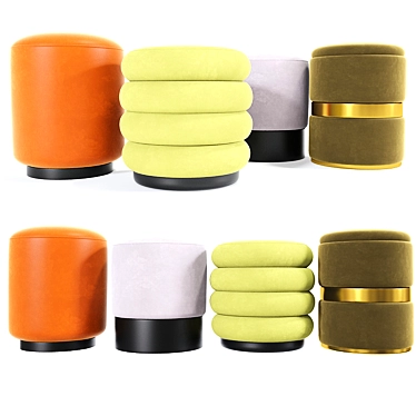 Versatile Poufs Set 02: Aesthetic, Comfortable, and Functional 3D model image 1 