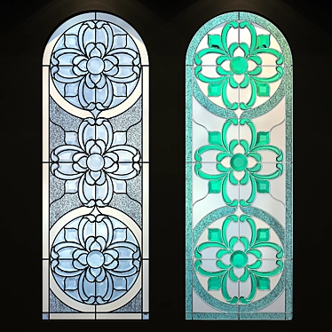 Elegant Arched Stained Glass Window 3D model image 1 