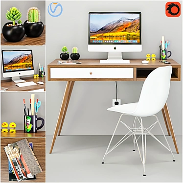 Modern Office Furniture Set 3D model image 1 