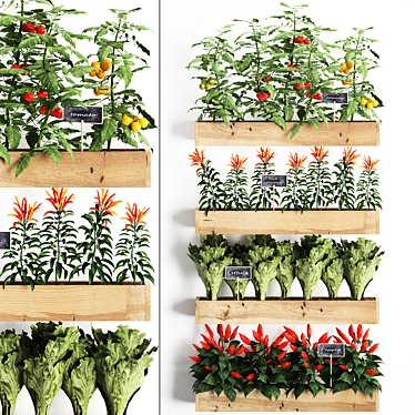 Vertical Garden: Exotic Plants for Kitchen Décor 3D model image 1 