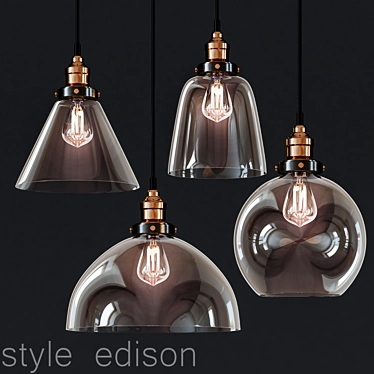 Vintage Edison Style Pendant Light 3D model image 1 