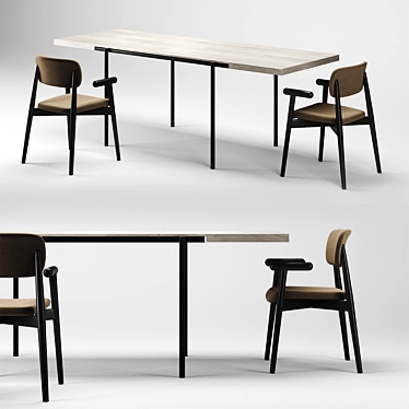 Modern Dining Set: MZPA Mild Chair & ROMP TE01 Table 3D model image 1 