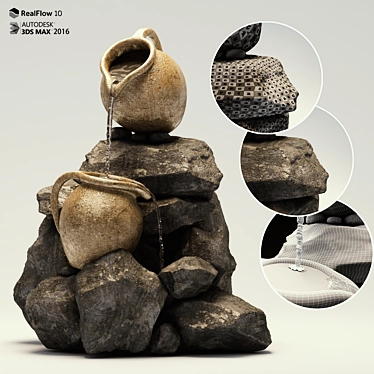 Elegant Fountain Oasis: 115x110x150cm 3D model image 1 