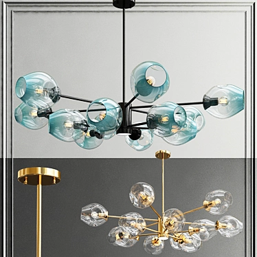 Scandi Glass Chandelier: Modern Elegance 3D model image 1 