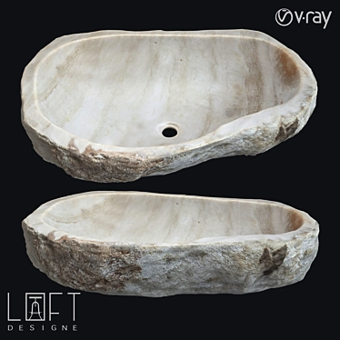 LoftDesigne Natural Stone Sink - 60x50x15 cm 3D model image 1 