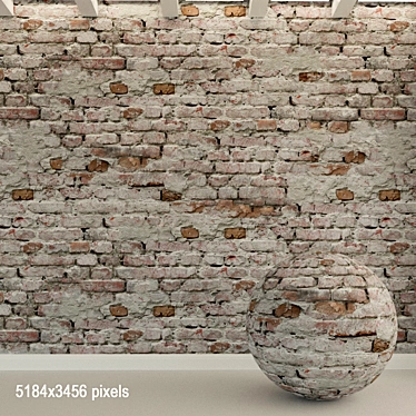 Vintage Brick Wall Texture 3D model image 1 