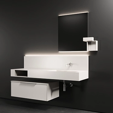 Modern Laminate Vanity Unit | Cerasa NEROLAB SET 2 3D model image 1 