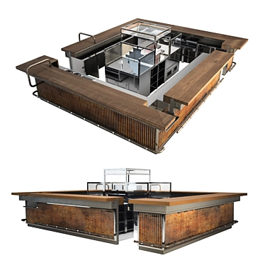 Industrial Restaurant Counter: Spacious & Efficient 3D model image 1 