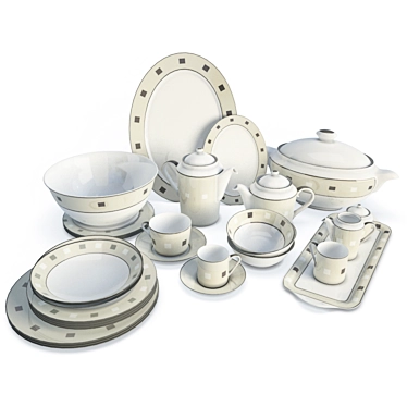 Platinum Tableware Set 3D model image 1 