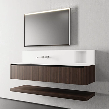 Sleek Wood Vanity with Drawers - Cerasa NEROLAB SET 3 3D model image 1 