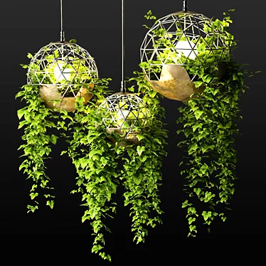 Plant-Lit Pendants | Radiant Greenery 3D model image 1 