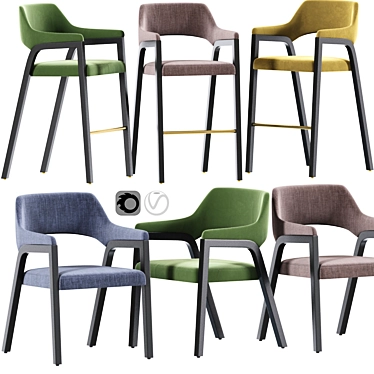 Elegant Cezar Stool-Chair: Versatile Comfort 3D model image 1 