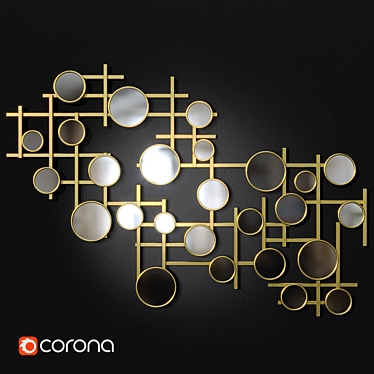 Golden Cluster Mirror Wall Decor 3D model image 1 