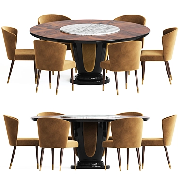 Elegant Brass Dining Set 3D model image 1 