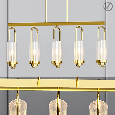 Vintage Brass Linear Pendant 3D model image 1 