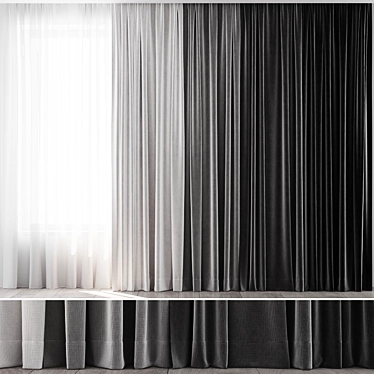 Colorful Curtain Set: 4 Options 3D model image 1 