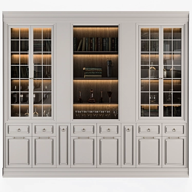 Elegant Cream Display Cabinet 3D model image 1 