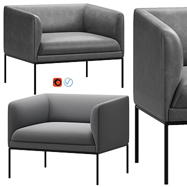 Modern Leather and Felt Lounge Chair 3D model image 1 