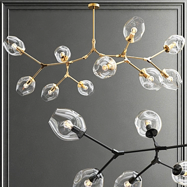 Ethereal Glass & Metal Chandelier 3D model image 1 