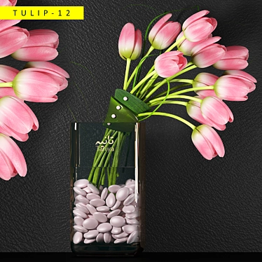 Blooming Beauties: 12 Tulips 3D model image 1 