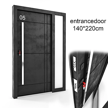 Modern Entrance Door 140x220cm 3D model image 1 