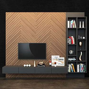 Modern TV Wall Set 03 3D model image 1 