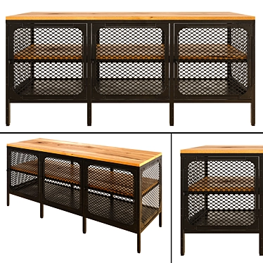 Stylish Black TV Bench: IKEA FJÄLLBO 3D model image 1 