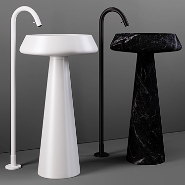 Elegant Round Marble Washbasin 3D model image 1 