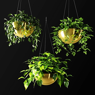 Gilded Ampel Plants: Stunning Home Decor 3D model image 1 