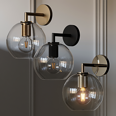 Sophisticated Globe Shade Sconce - 3 Material Options 3D model image 1 