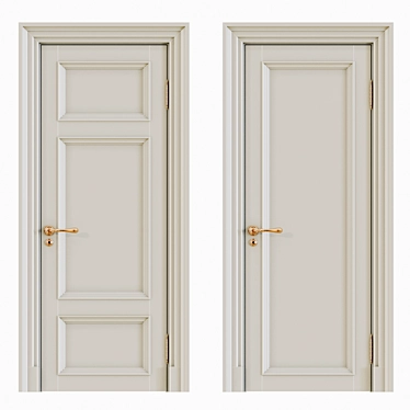 Elegant Solid Wood Doors 3D model image 1 