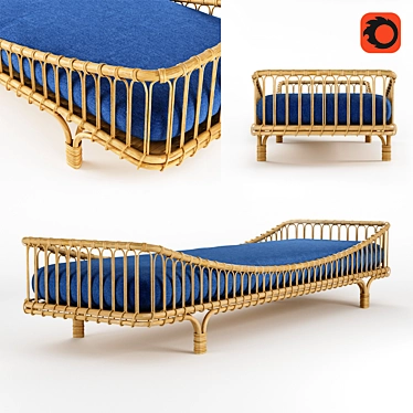 Vintage Rattan Daybed by Vittorio Bonacina 3D model image 1 