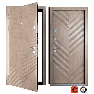 Olion Zimen Metal Entrance Door - Stylish and Secure 3D model image 1 