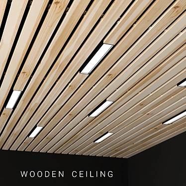 Title: Elegant Wooden Ceiling Panel 3D model image 1 