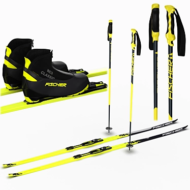 Fischer Twin Skin Ski Set 3D model image 1 