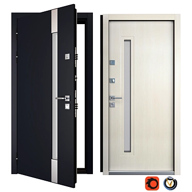 Stylish Rio Metal Entrance Door: Zimen 3D model image 1 