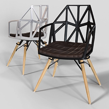 Versatile Web Chair: Aesthetic Blend of Aluminum, Wood, Eco-Fiber, and Eco-Leather 3D model image 1 