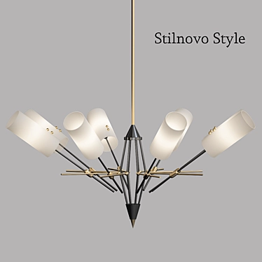 Retro Revival Stilnovo Chandelier 3D model image 1 