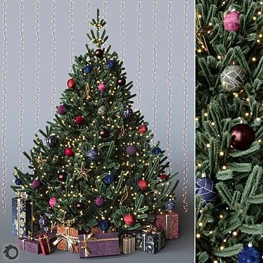 Elegant Dark Christmas Tree 3D model image 1 