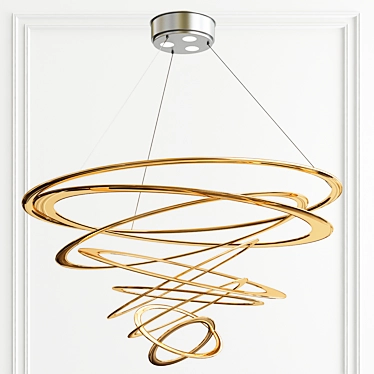 Elegant Gold Loop Pendant Light 3D model image 1 