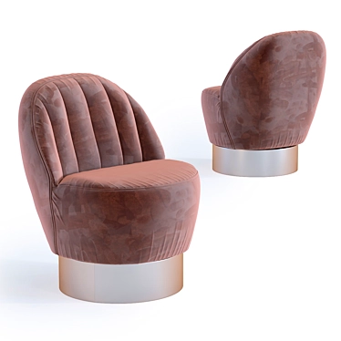 Cherry Brown Velvet Armchair: Art Deco Style 3D model image 1 