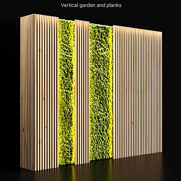 Title: Moss and Wood: Vertical Garden Planks 3D model image 1 