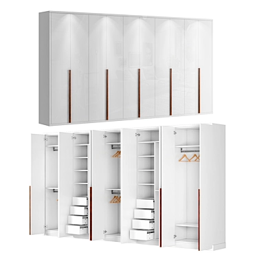 Nordic Gloss Wardrobe: Sleek & Stylish 3D model image 1 