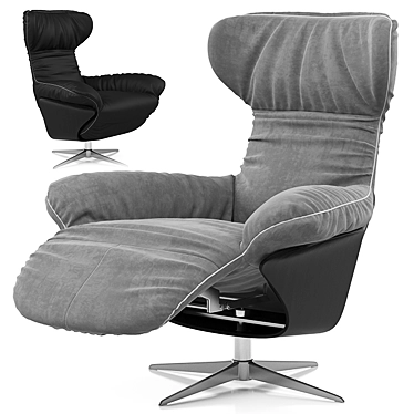Natuzzi Ilia Armchair: Black Leather, Brown Velvet, Grey Velvet 3D model image 1 