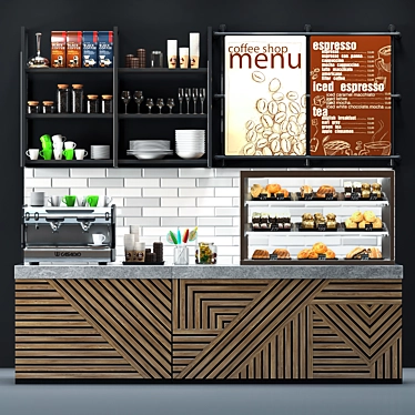 Title: 3D Coffee Shop Model Kit 3D model image 1 