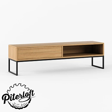 TV Stand Alias - Stylish Loft Design, Customizable Sizes 
Piterloft - Handcrafted from Solid Wood and Metal 3D model image 1 