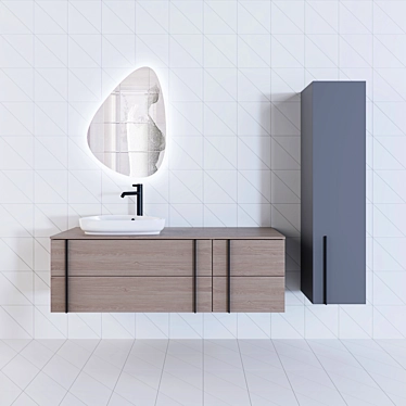 Nouvelle Vague Collection: 145cm Vanity Set 3D model image 1 